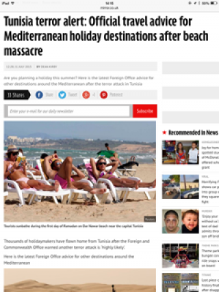 ホテル襲撃テロのチュニジア、英国が滞在者に退避勧告